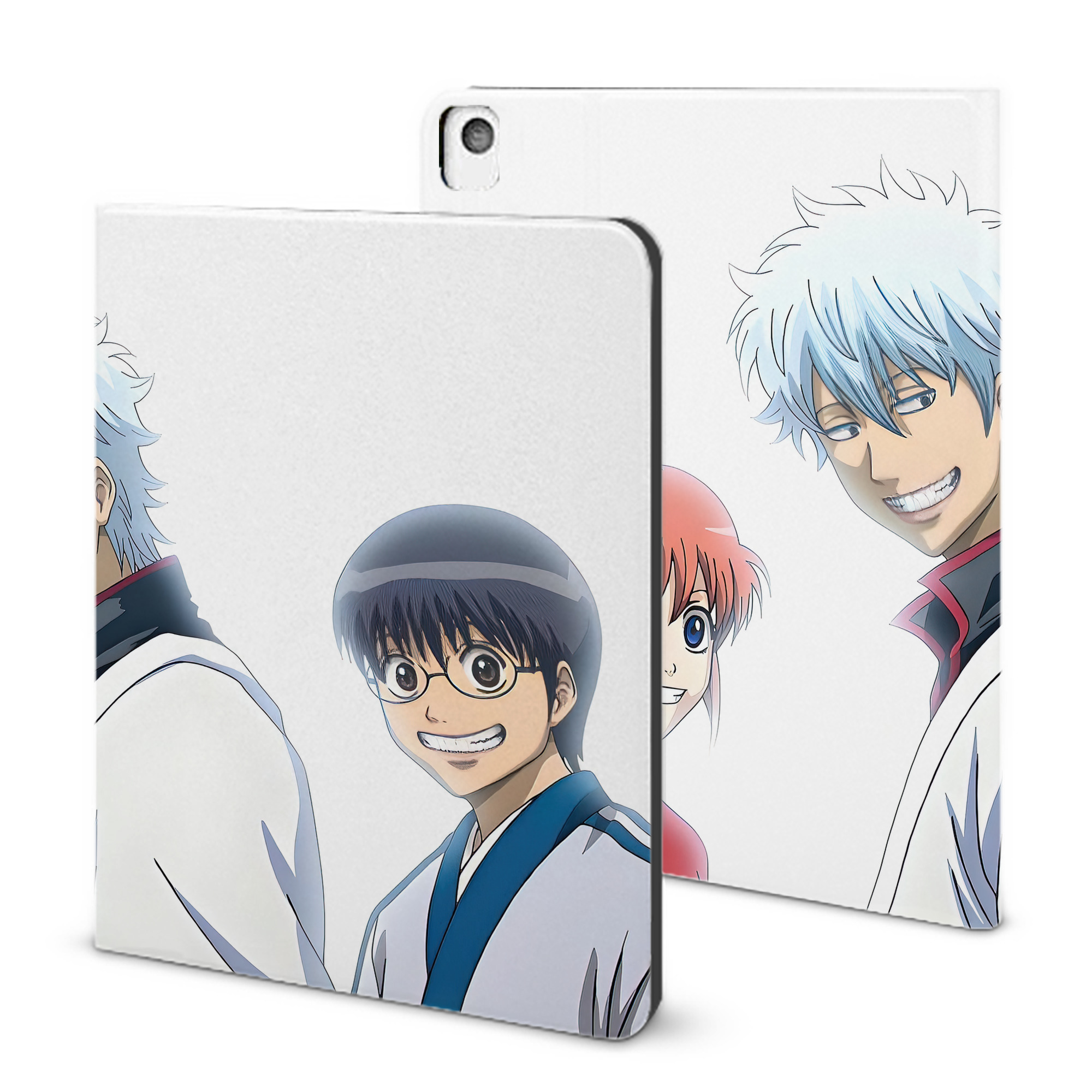 （画像用） ぎんたま 坂田銀時（さかたぎんとき） 神楽 志村新八（しむら しんぱち） GINTAMA Sakata Gintoki Kagura Shimura Shinpachi IPadケース ペンホルダー付き ブックスタイルデザイン